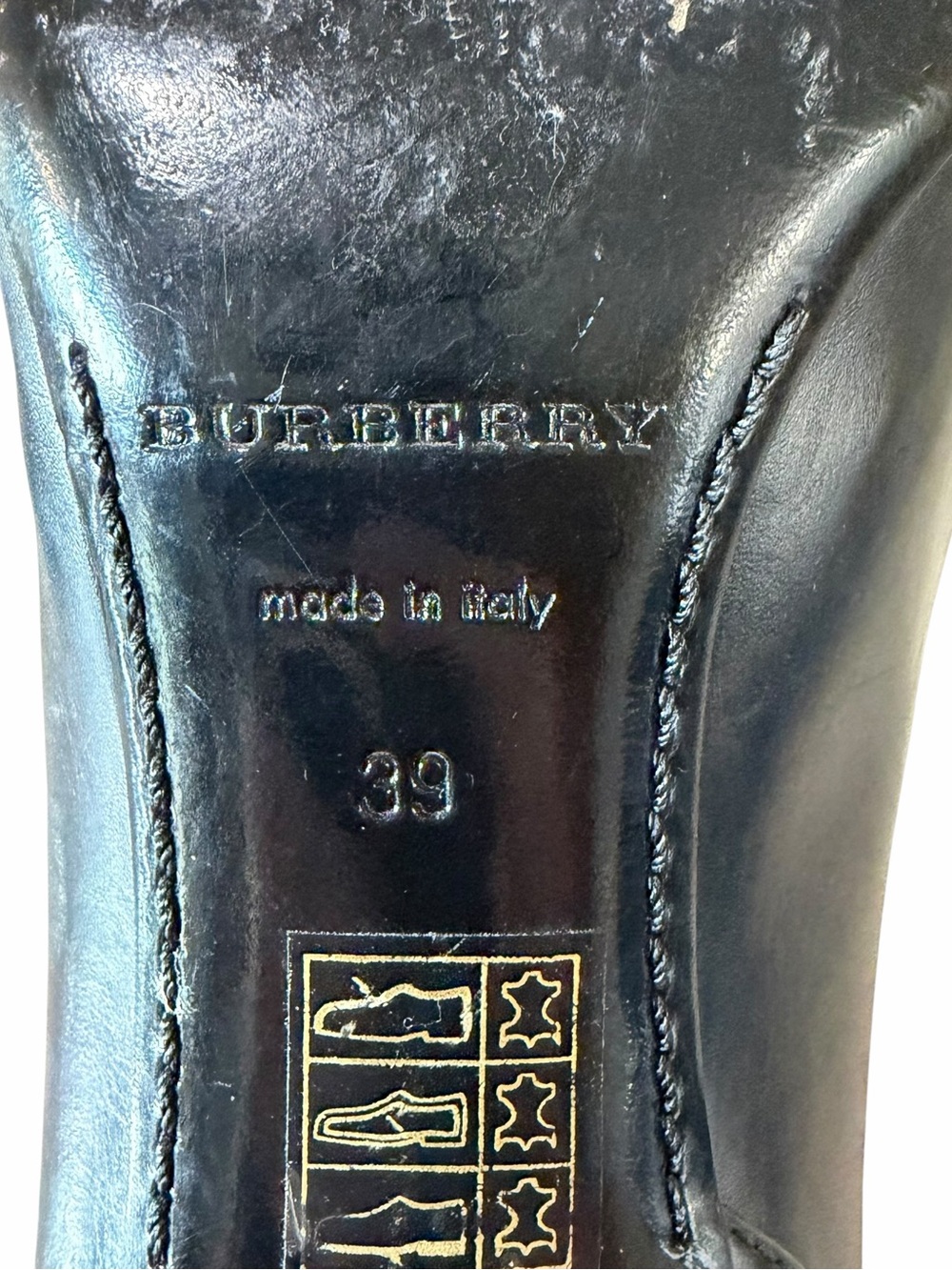 Burberry Mary Jane Pumps Size 39 Black Leather Embellished Designer Classic - Picture 10 of 11